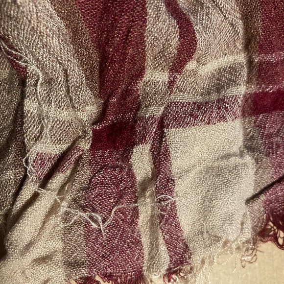 🩵 Cotton Linen Scarf Burgundy & Tan 54 Inch - Picture 10 of 11
